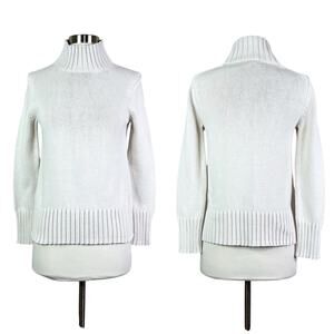 J. Crew | Cream Cotton Knit Mock Turtleneck Casual Classy Pullover Sweater XXS